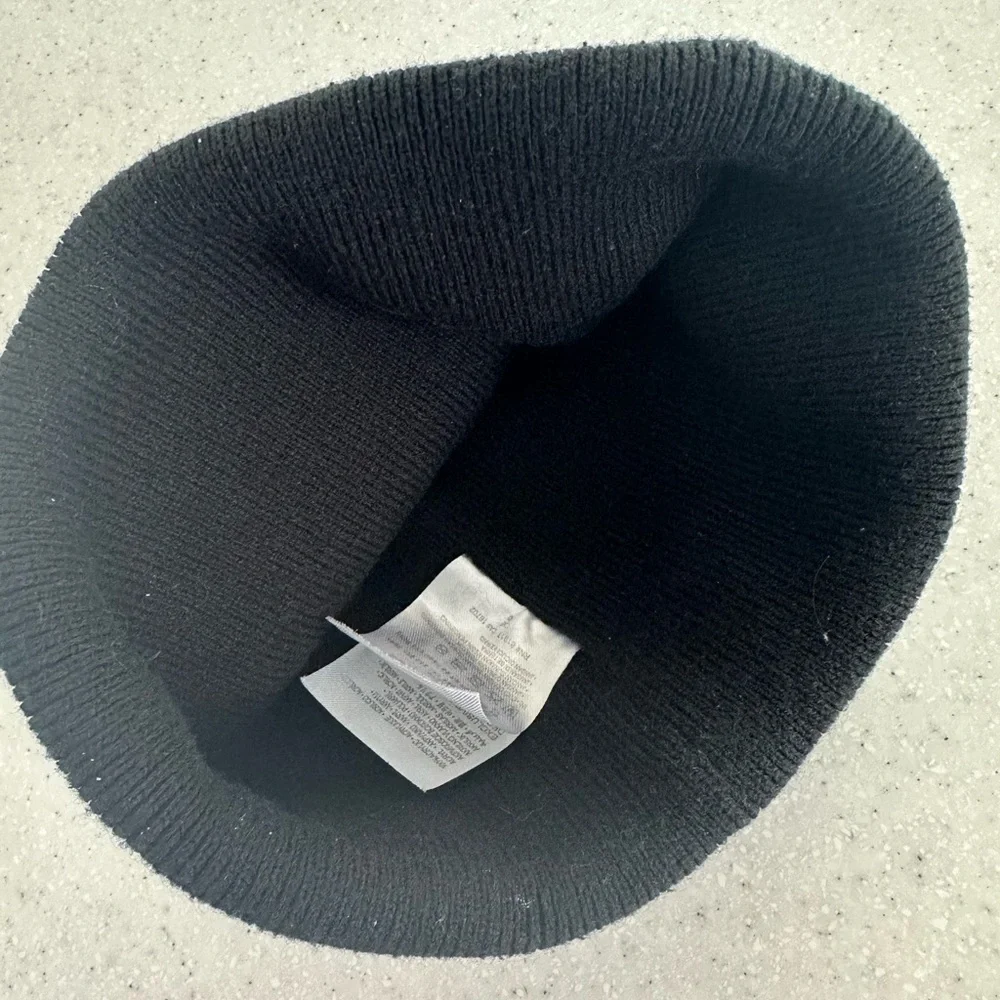 Nike Black Knit Beanie Hat with Bright Neon Yellow Logo. Youth Size.